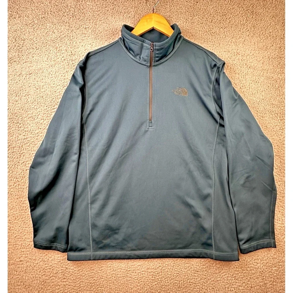 The North Face Tech Glacier Pullover Mens XL Steel Blue 1/4 Zip Fleece Hiking